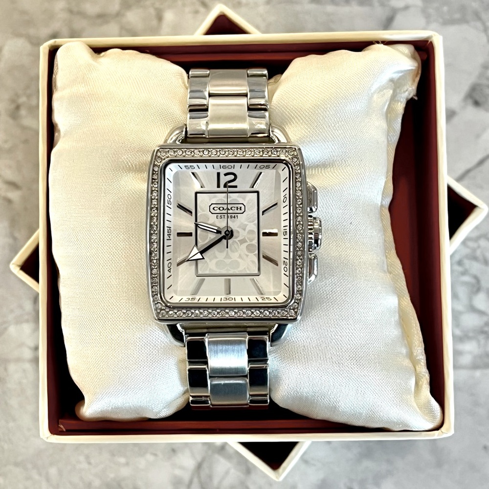 Coach Silver Watch with Crystal Accents